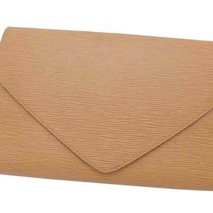Auth Louis Vuitton Epi Art Deco Clutch Bag Beige